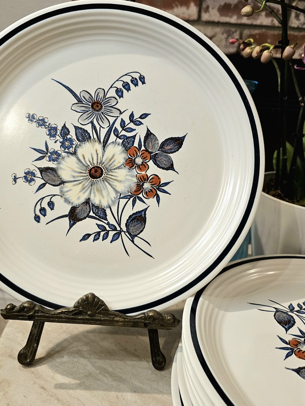 Stoneware Dinnerware Blue Ridge Plates Town N Country Blue Floral Dinner Plates